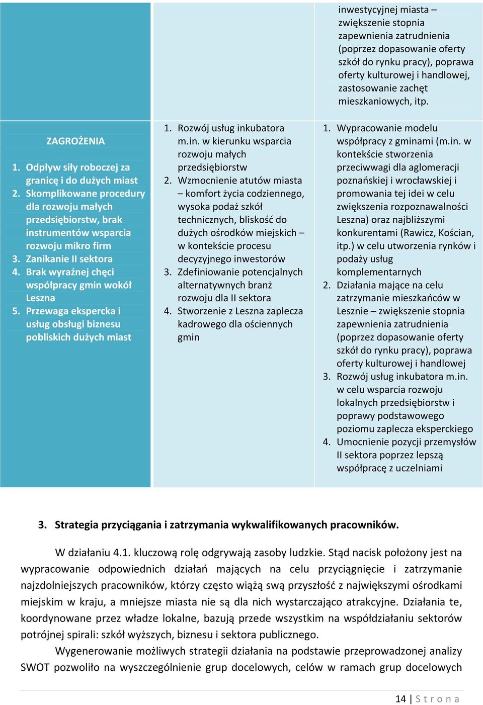 Wzmocnienie atutów miasta komfort życia codziennego, wysoka podaż szkół technicznych, bliskość do dużych ośrodków miejskich w kontekście procesu decyzyjnego inwestorów 3.