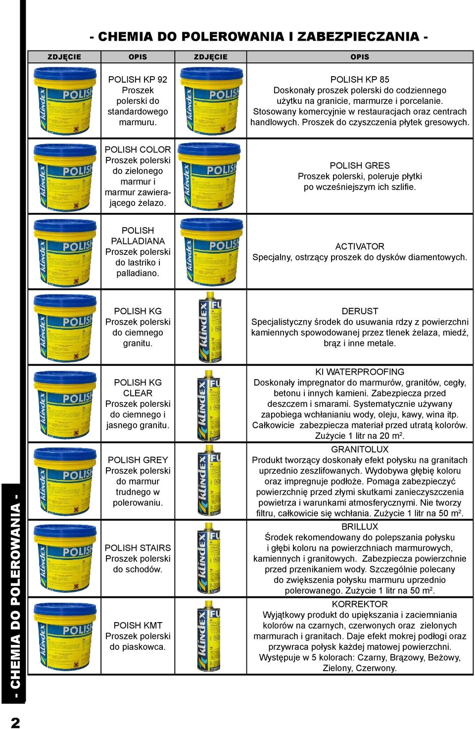 Proszek do czyszczenia płytek gresowych. POLISH COLOR do zielonego marmur i marmur zawierającego żelazo. POLISH GRES, poleruje płytki po wcześniejszym ich szlifie.