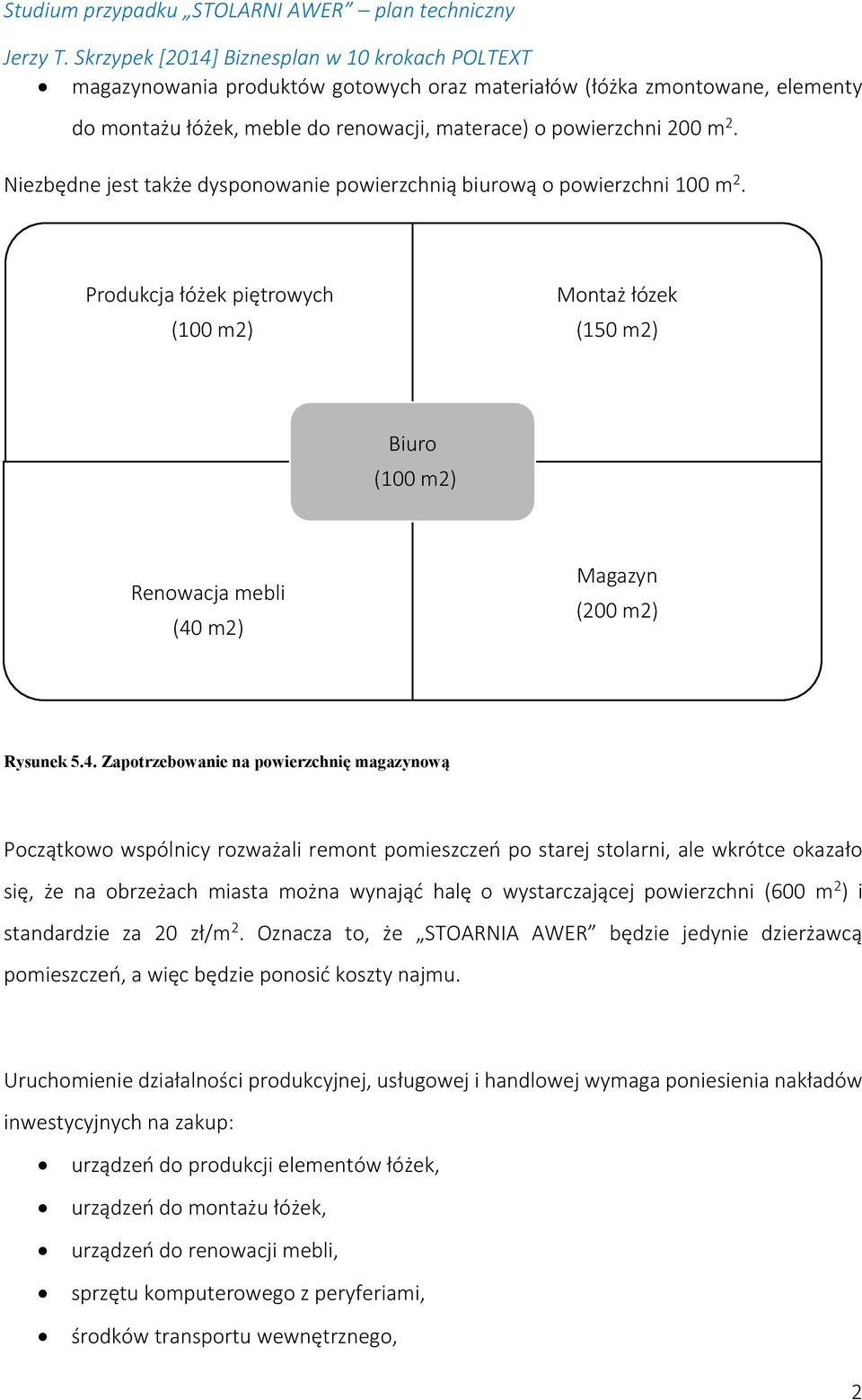 Produkcja łóżek piętrowych (100 m2) Montaż łózek (150 m2) Biuro (100 m2) Renowacja mebli (40