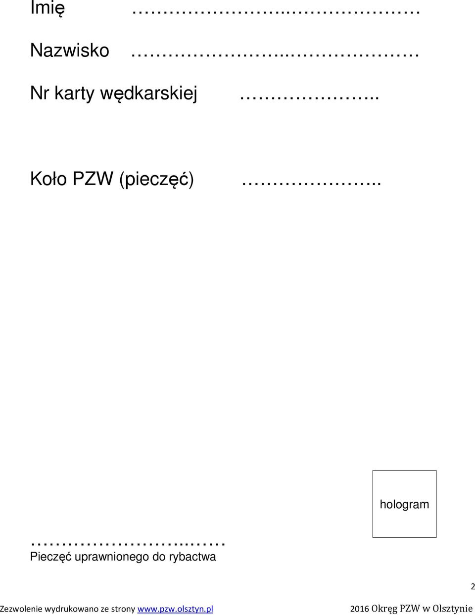 . Koło PZW (pieczęć).