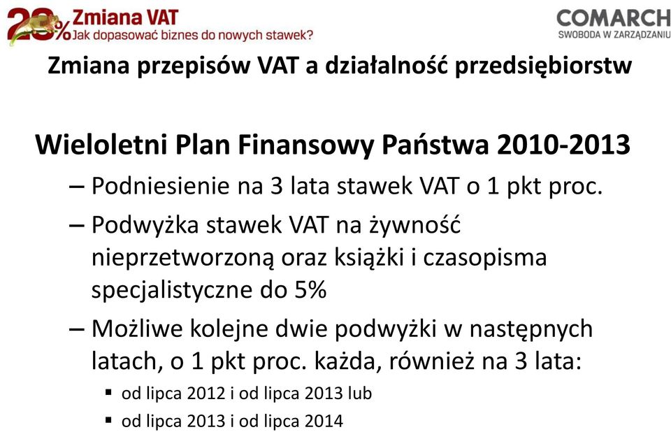 specjalistyczne do 5% Możliwe kolejne dwie podwyżki w następnych latach, o 1 pkt proc.