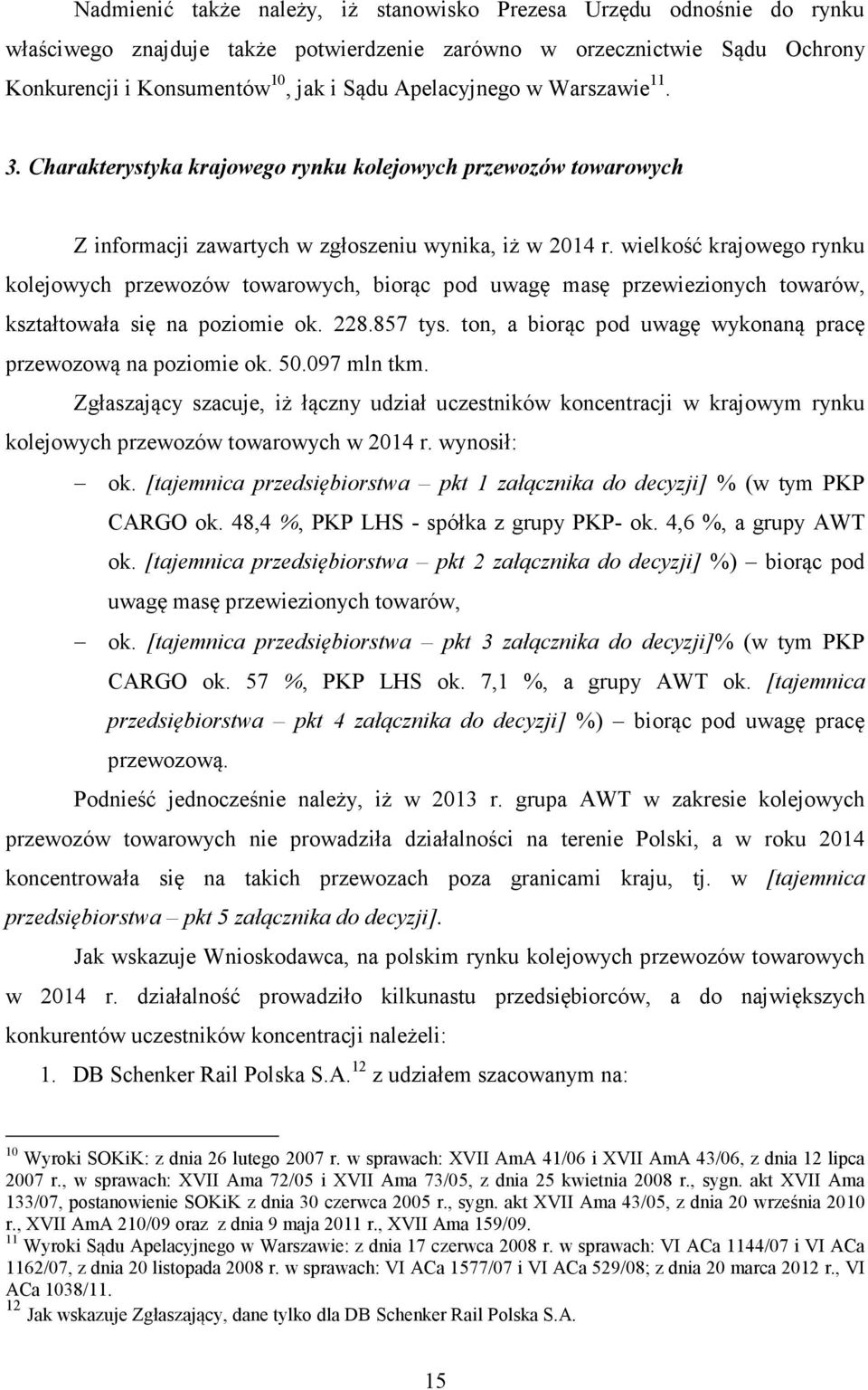 wielkość krajowego rynku kolejowych przewozów towarowych, biorąc pod uwagę masę przewiezionych towarów, kształtowała się na poziomie ok. 228.857 tys.