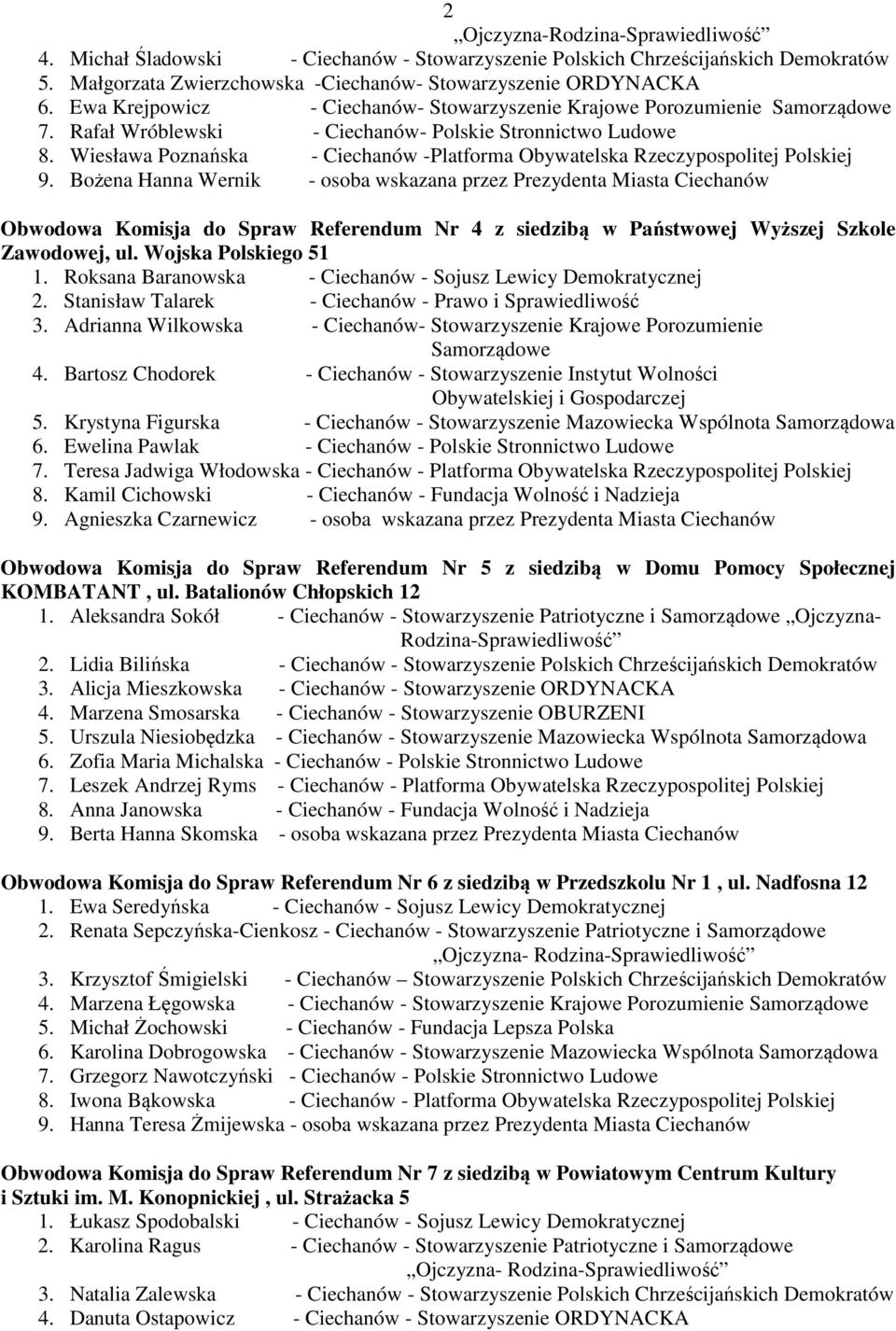 Wiesława Poznańska - Ciechanów -Platforma Obywatelska Rzeczypospolitej Polskiej 9.