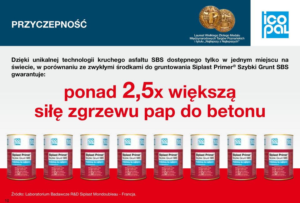 gruntowania Siplast Primer Szybki Grunt SBS gwarantuje: ponad 2,5x większą