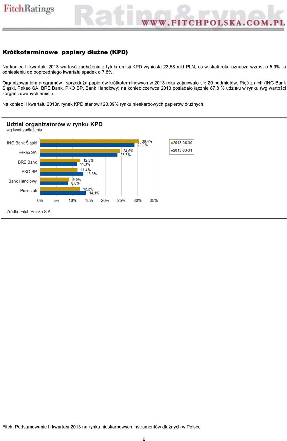 Organizowaniem programów i sprzedażą papierów krótkoterminowych w 2013 roku zajmowało się 20 podmiotów.