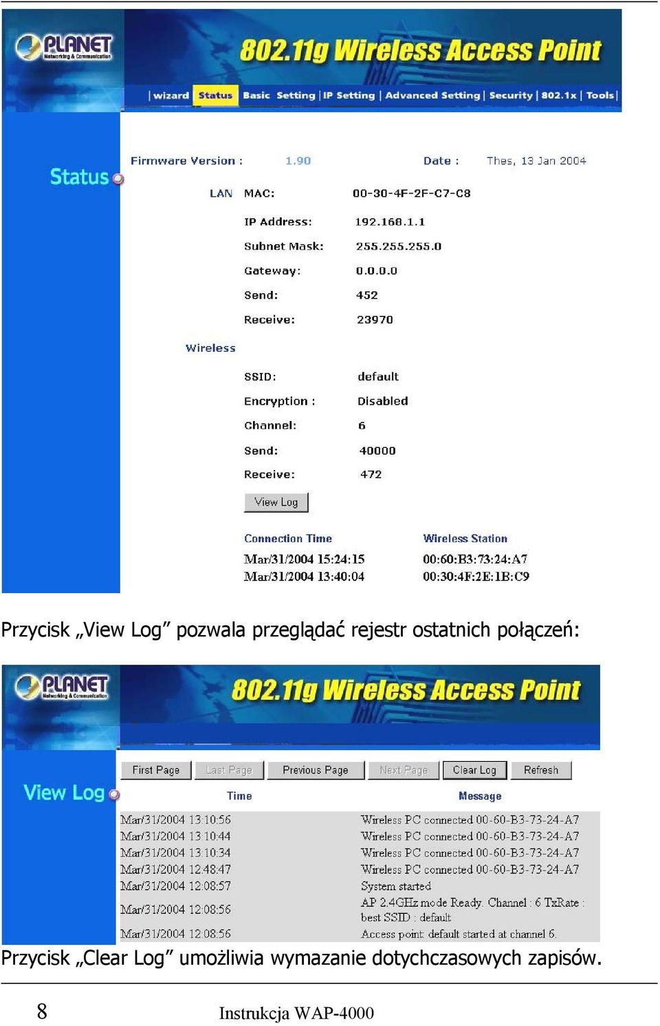 Clear Log umożliwia wymazanie