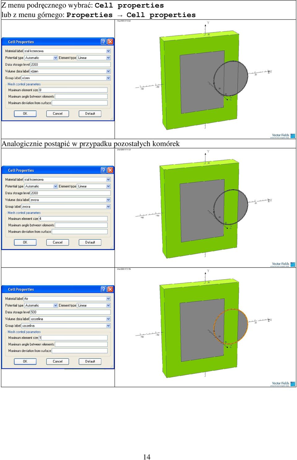 Properties Cell properties