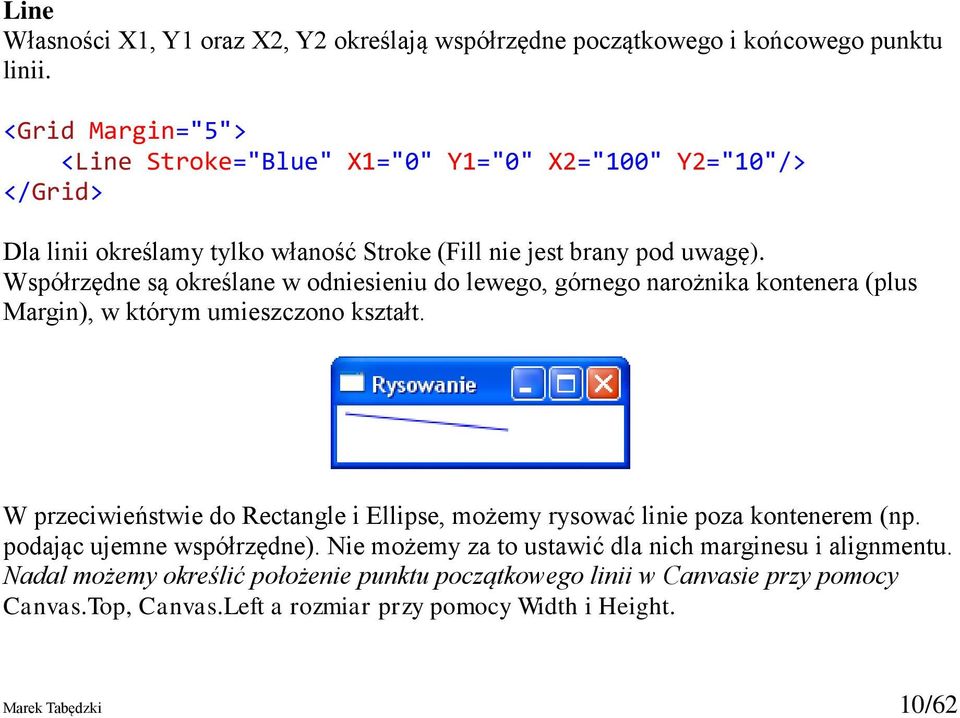 Współrzędne są określane w odniesieniu do lewego, górnego narożnika kontenera (plus Margin), w którym umieszczono kształt.