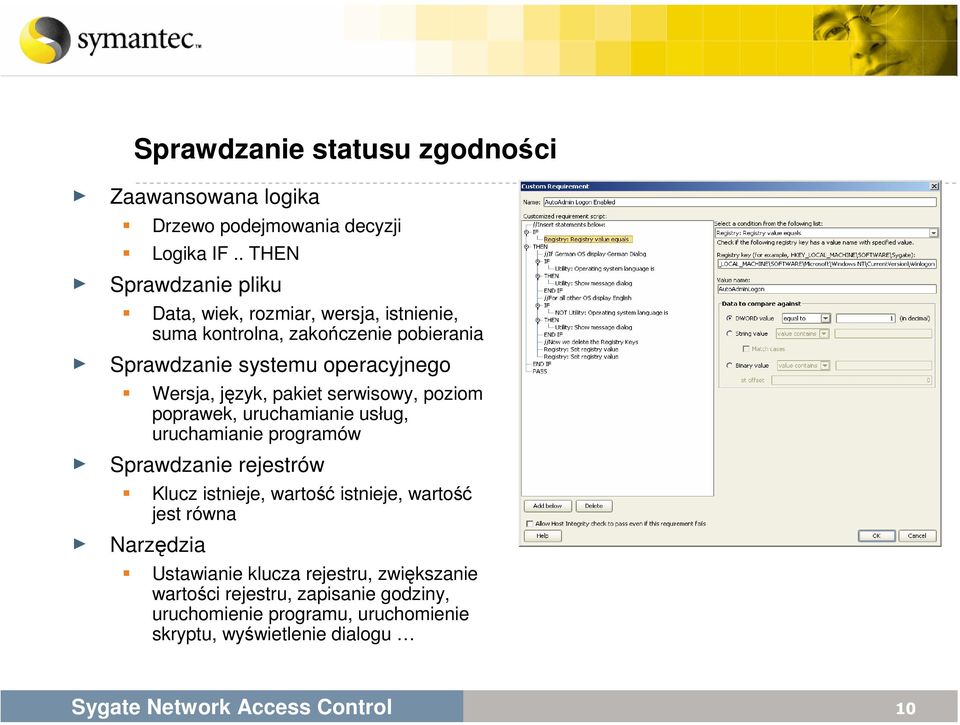 Wersja, język, pakiet serwisowy, poziom poprawek, uruchamianie usług, uruchamianie programów Sprawdzanie rejestrów Klucz istnieje,