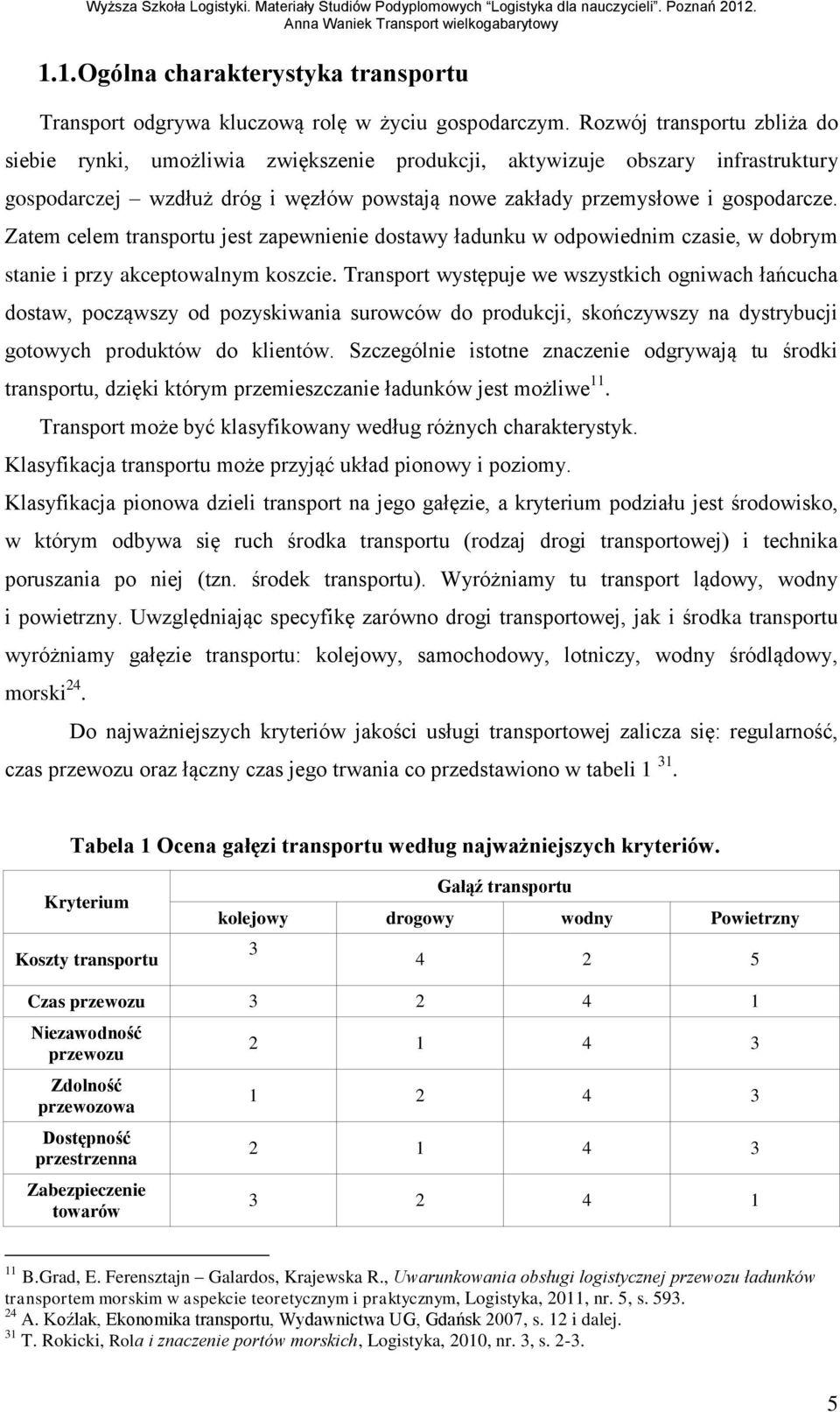 Zatem celem transportu jest zapewnienie dostawy ładunku w odpowiednim czasie, w dobrym stanie i przy akceptowalnym koszcie.