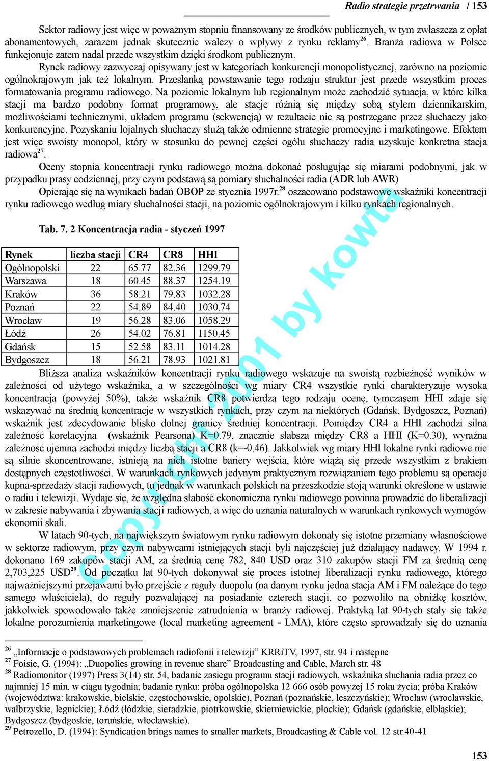 Rynek radiowy zazwyczaj opisywany jest w kategoriach konkurencji monopolistycznej, zarówno na poziomie ogólnokrajowym jak też lokalnym.