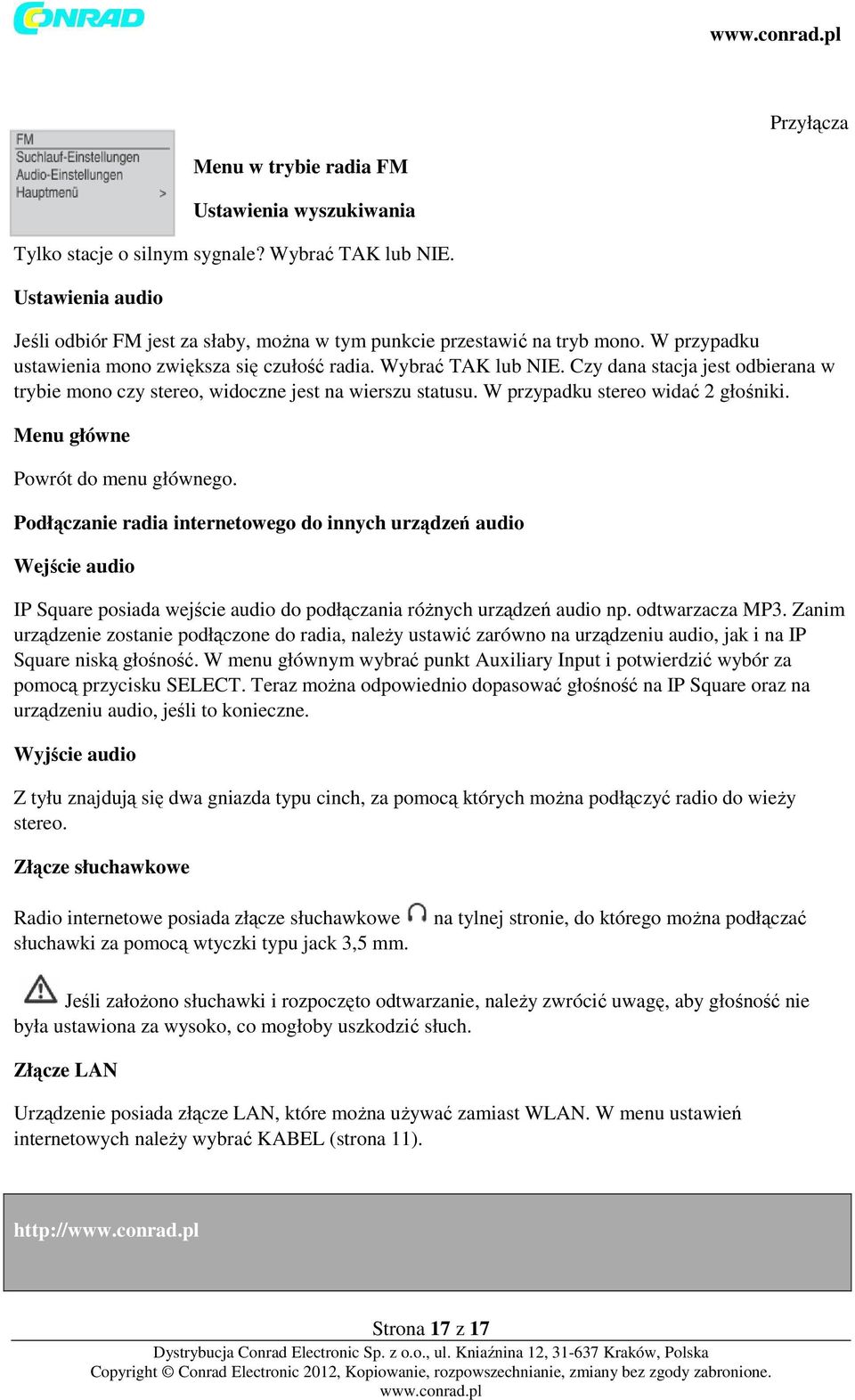 W przypadku stereo widać 2 głośniki. Menu główne Powrót do menu głównego.