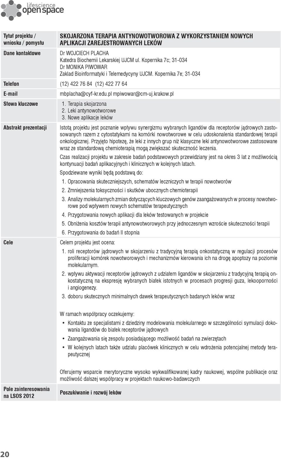 pl Słowa kluczowe 1. Terapia skojarzona 2. Leki antynowotworowe 3.