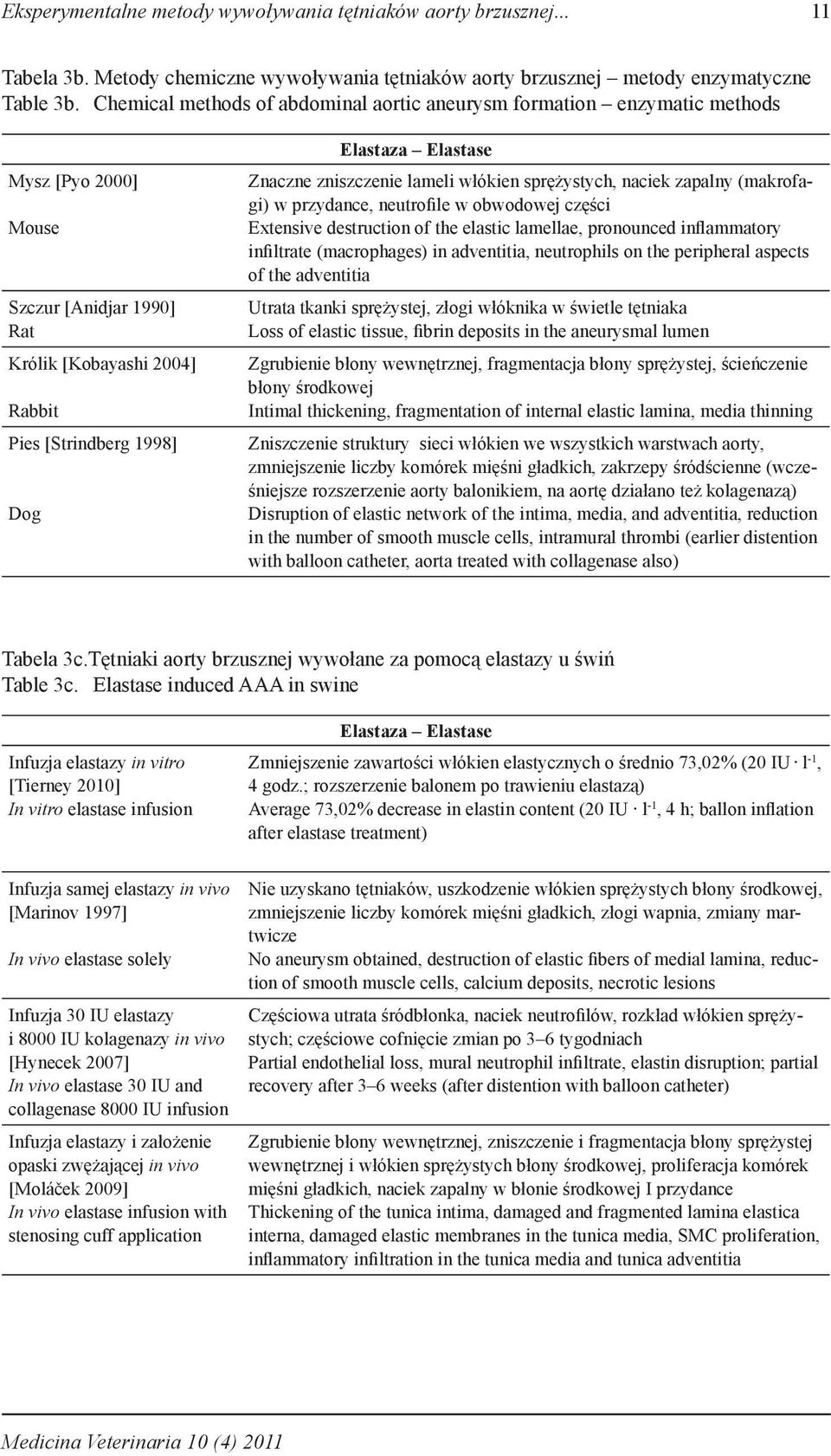 Znaczne zniszczenie lameli włókien sprężystych, naciek zapalny (makrofagi) w przydance, neutrofile w obwodowej części Extensive destruction of the elastic lamellae, pronounced inflammatory infiltrate