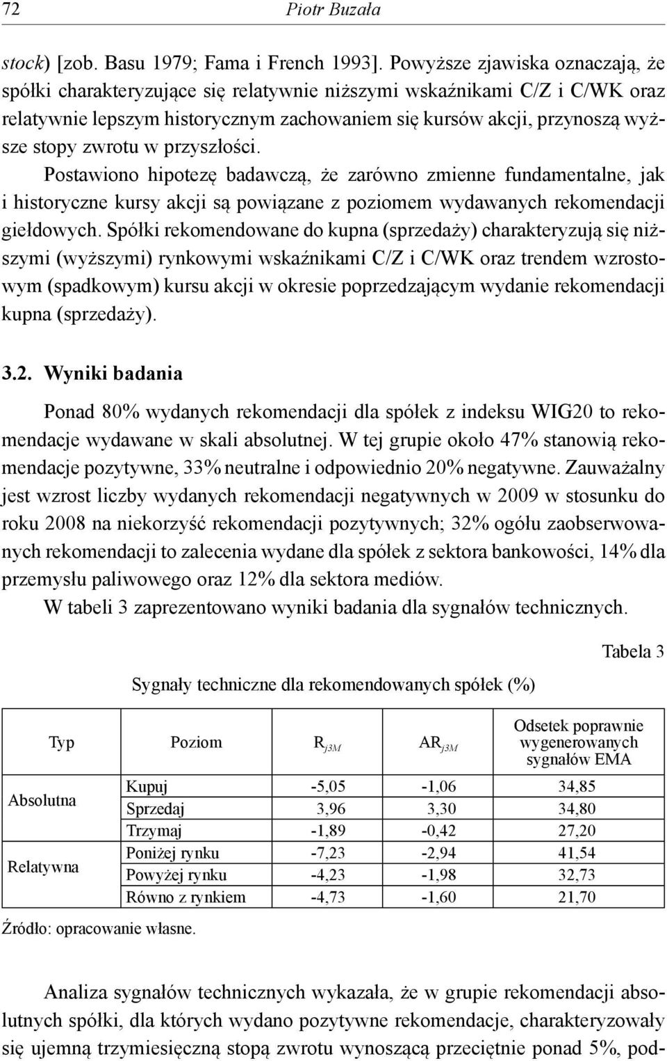 w przyszłości. Postawiono hipotezę badawczą, że zarówno zmienne fundamentalne, jak i historyczne kursy akcji są powiązane z poziomem wydawanych rekomendacji giełdowych.