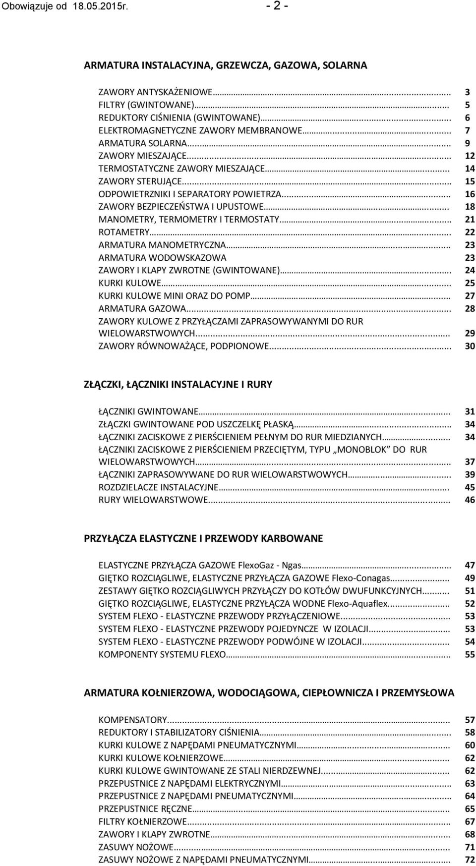 ..... 16 ZAWORY BEZPIECZEŃSTWA I UPUSTOWE...... 18 MANOMETRY, TERMOMETRY I TERMOSTATY....... 21 ROTAMETRY... 22 ARMATURA MANOMETRYCZNA...... 23 ARMATURA WODOWSKAZOWA 23 ZAWORY I KLAPY ZWROTNE (GWINTOWANE).