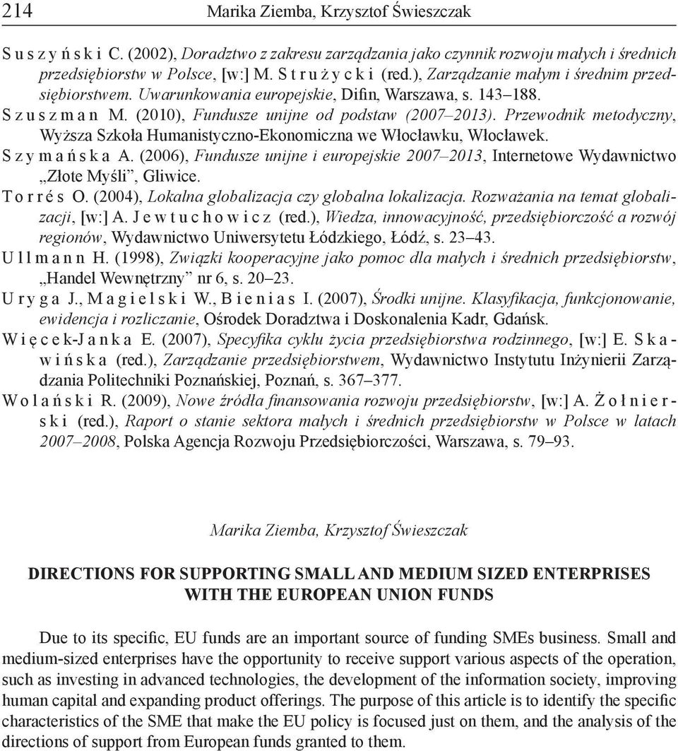 Przewodnik metodyczny, Wyższa Szkoła Humanistyczno-Ekonomiczna we Włocławku, Włocławek. S z y m a ń s k a A.