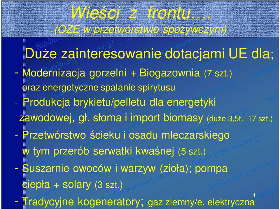 ) oraz energetyczne spalanie spirytusu - Produkcja brykietu/pelletu dla energetyki zawodowej, gł.