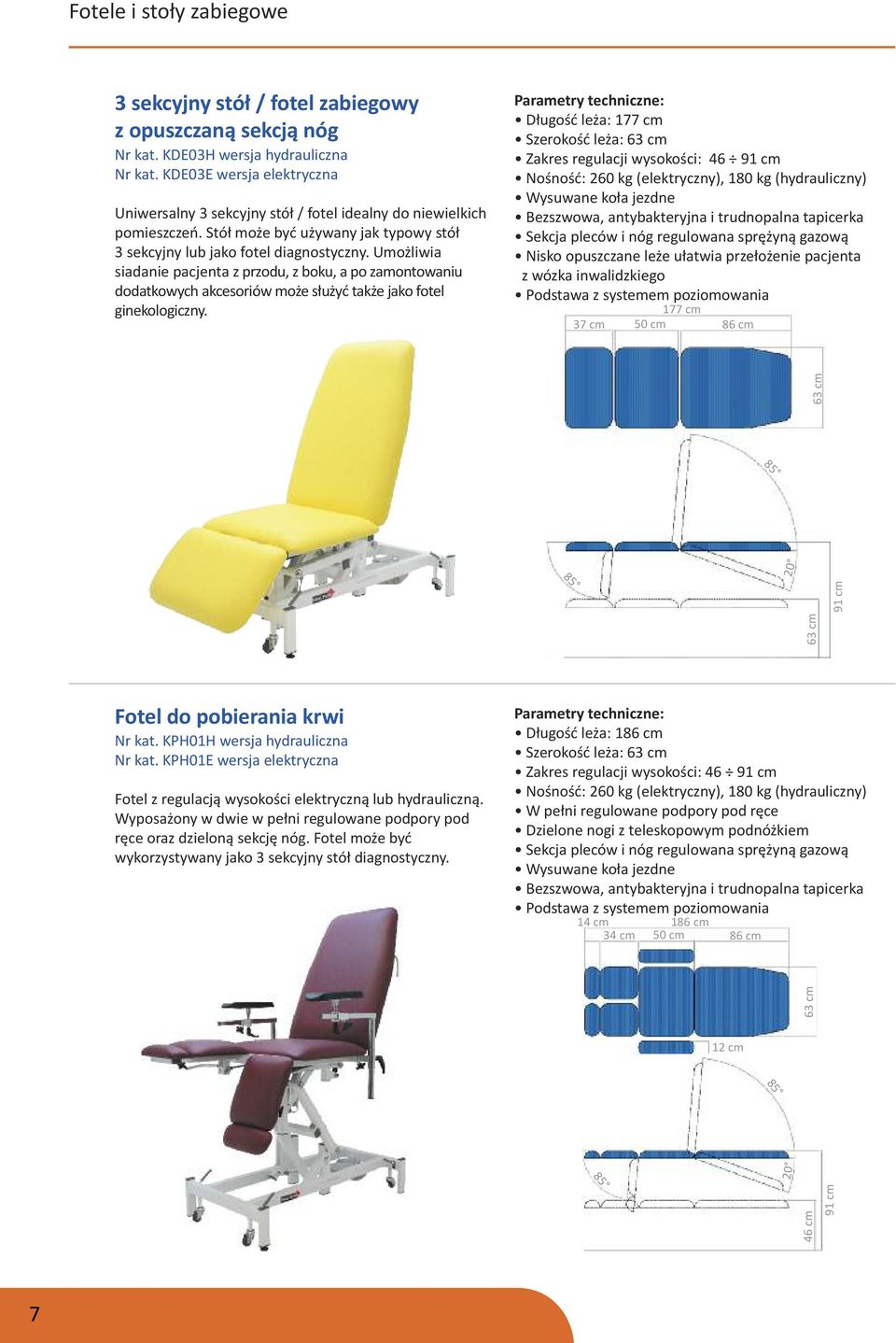 Umożliwia siadanie pacjenta z przodu, z boku, a po zamontowaniu dodatkowych akcesoriów może służyć także jako fotel ginekologiczny.