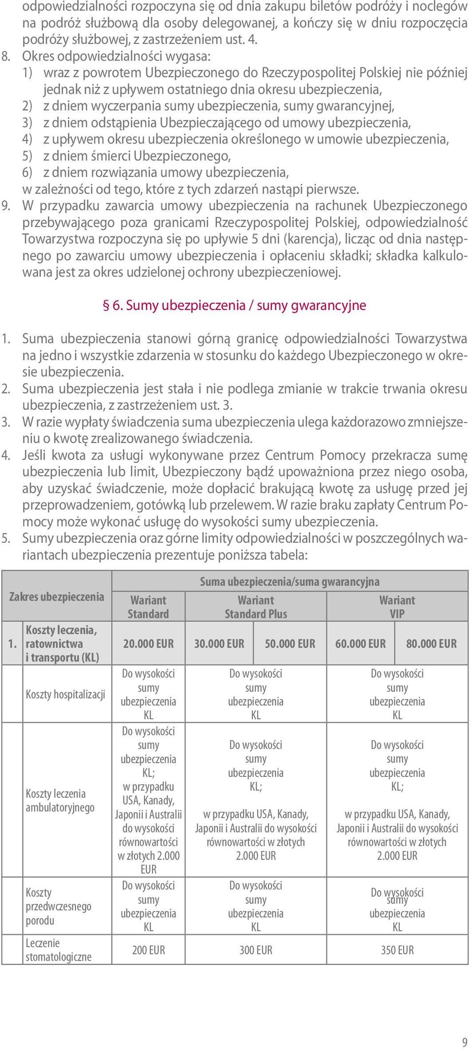 dniem odstąpienia Ubezpieczającego od umowy, 4) z upływem okresu określonego w umowie, 5) z dniem śmierci Ubezpieczonego, 6) z dniem rozwiązania umowy, w zależności od tego, które z tych zdarzeń