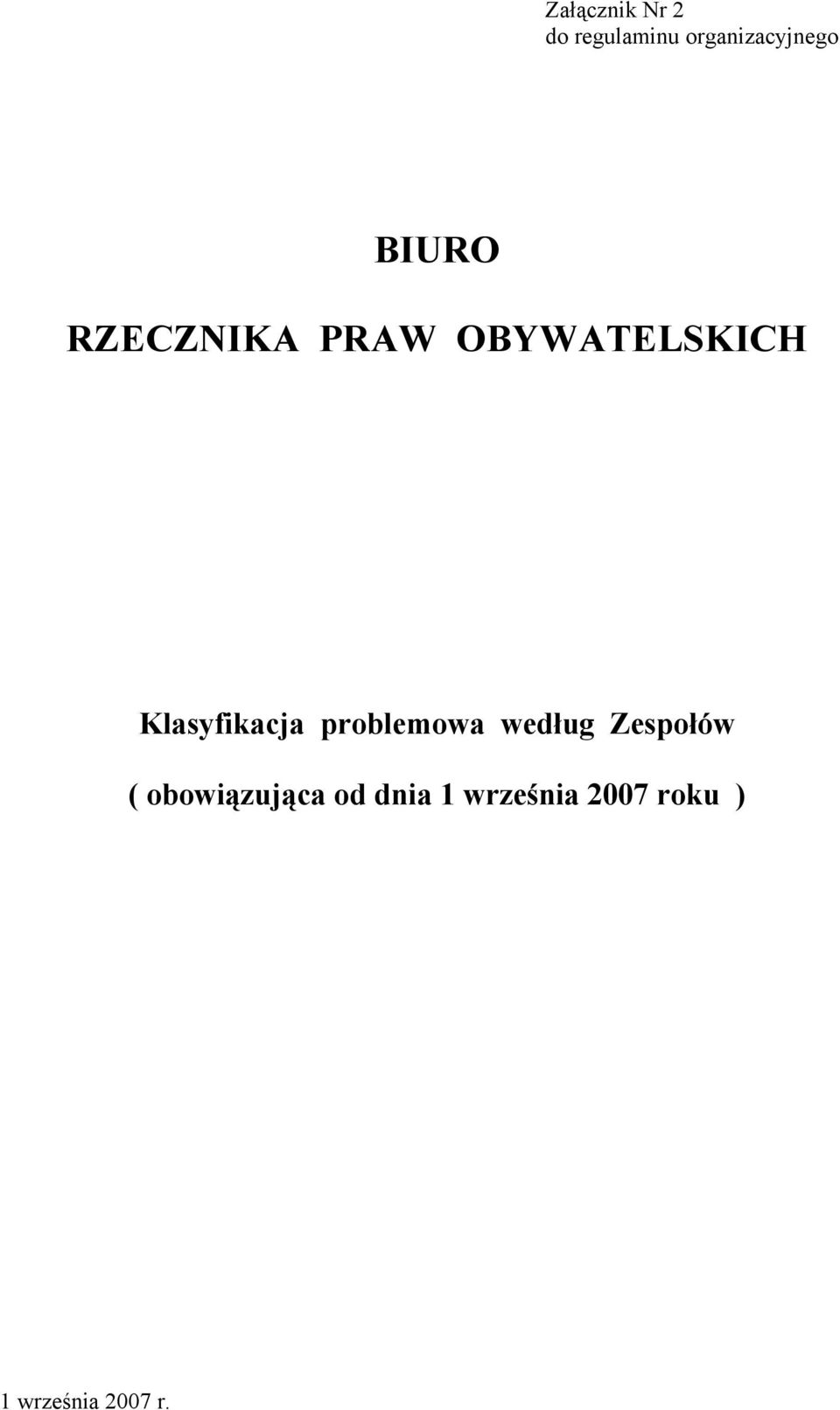 Klasyfikacja problemowa według Zespołów (