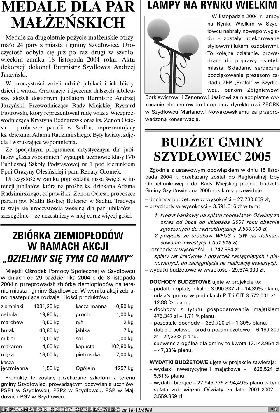 Gratulacje i yczenia dalszych jubileuszy, z³o yli dostojnym jubilatom Burmistrz Andrzej Jarzyñski, Przewodnicz¹cy Rady Miejskiej Ryszard Piotrowski, który reprezentowa³ radê wraz z Wiceprzewodnicz¹c¹