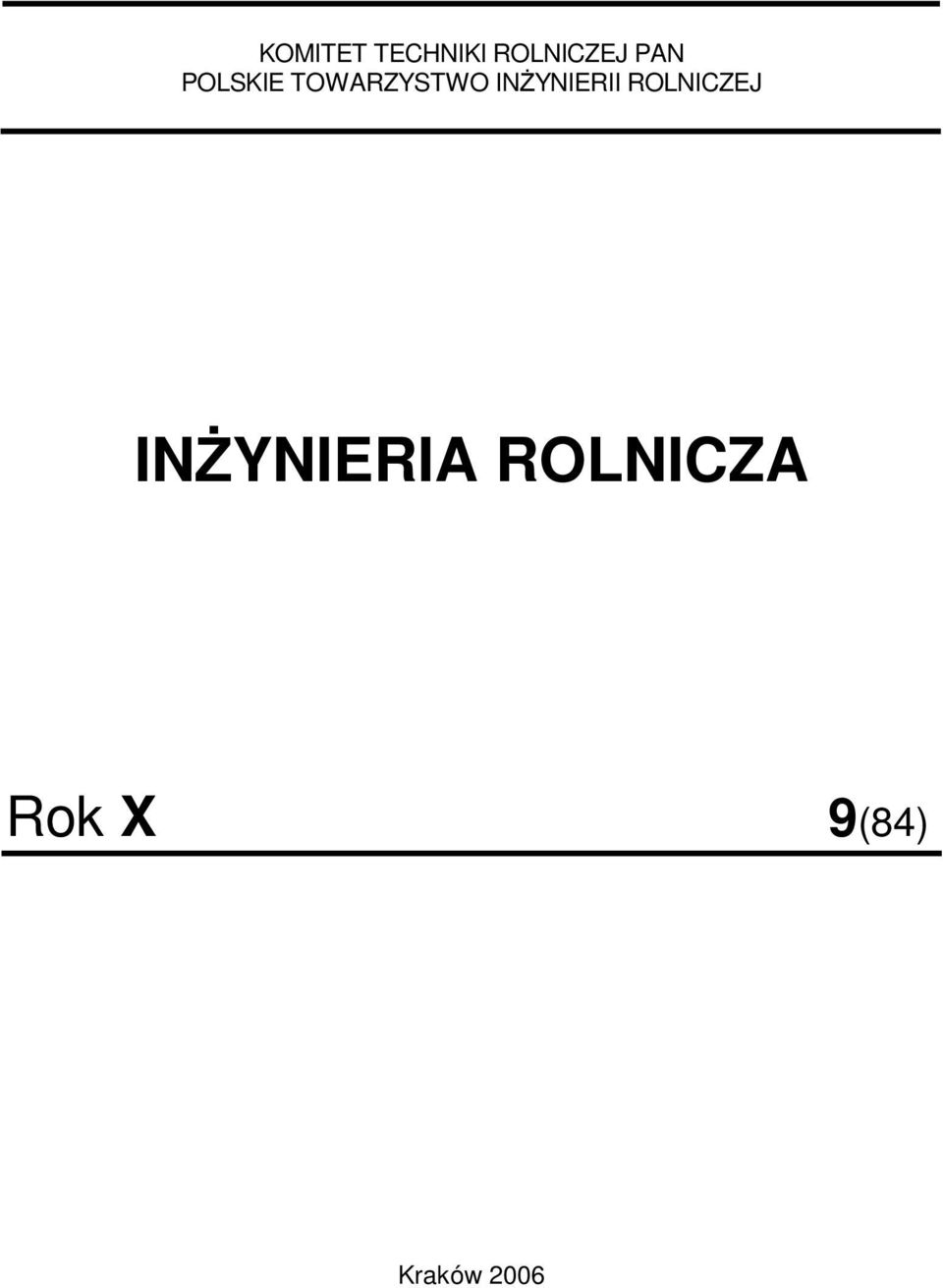 INśYNIERII ROLNICZEJ