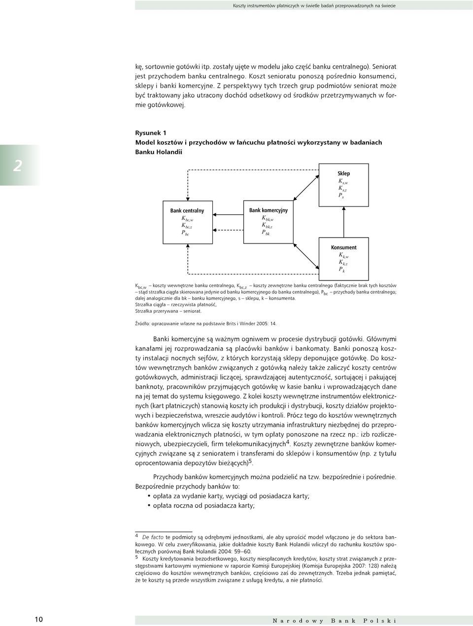 Rysunek 1 Model kosztów i przychodów w łańcuchu płatności wykorzystany w badaniach Banku Holandii Sklep K s,w K s,z P s Bank centralny K bc,w K bc,z P bc Bank komercyjny K bk,w K bk,z P bk Konsument