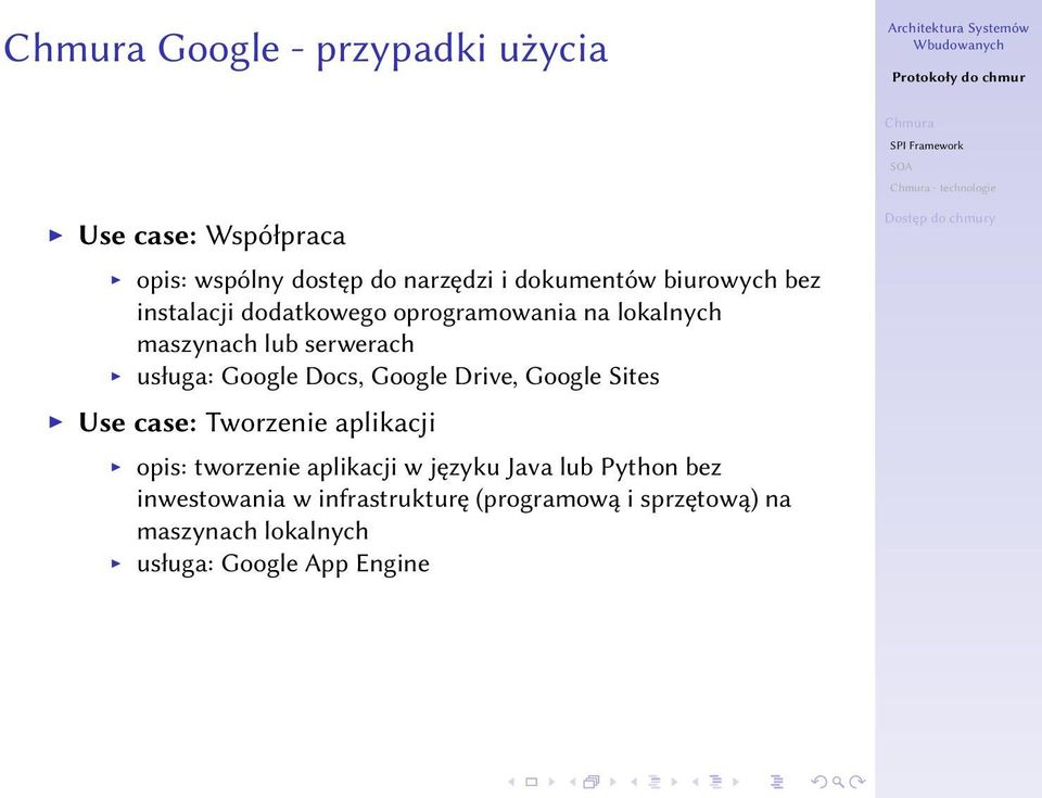 Google Drive, Google Sites Use case: Tworzenie aplikacji opis: tworzenie aplikacji w języku Java lub