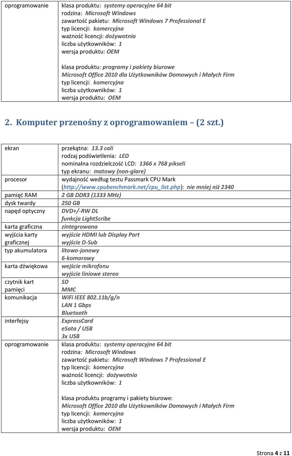 produktu: OEM 2. Komputer przenośny z oprogramowaniem (2 szt.