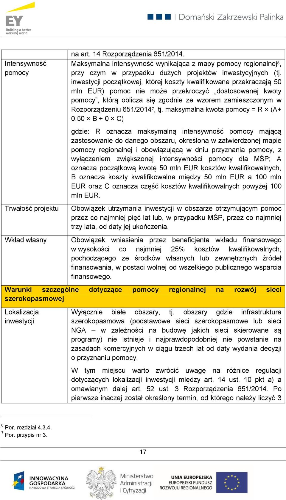 inwestycji początkowej, której koszty kwalifikowane przekraczają 50 mln EUR) pomoc nie może przekroczyć dostosowanej kwoty pomocy, którą oblicza się zgodnie ze wzorem zamieszczonym w Rozporządzeniu