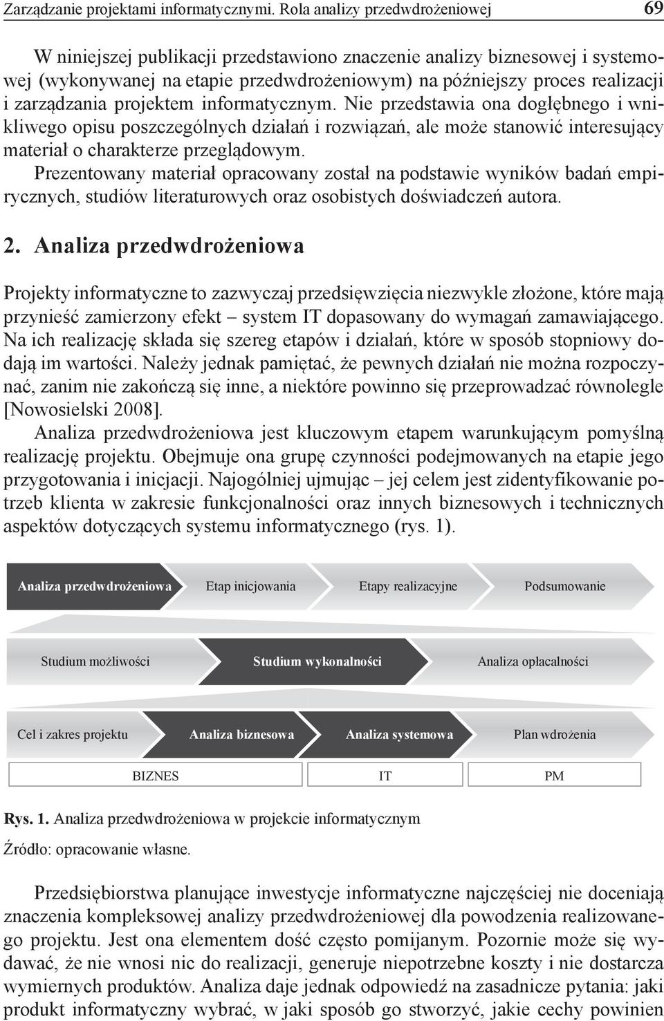 zarządzania projektem informatycznym. Nie przedstawia ona dogłębnego i wnikliwego opisu poszczególnych działań i rozwiązań, ale może stanowić interesujący materiał o charakterze przeglądowym.