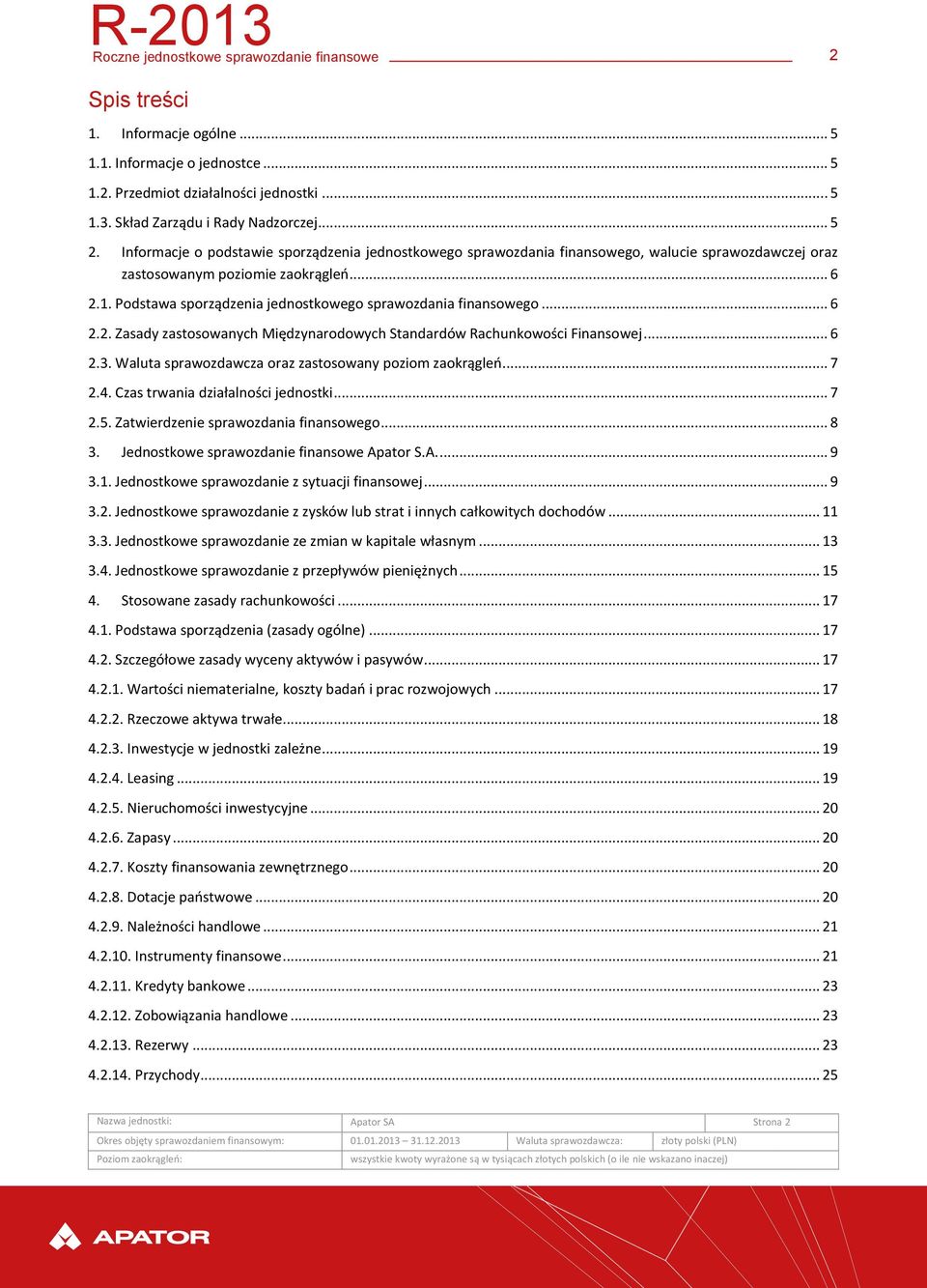 Podstawa sporządzenia jednostkowego sprawozdania finansowego... 6 2.2. Zasady zastosowanych Międzynarodowych Standardów Rachunkowości Finansowej... 6 2.3.