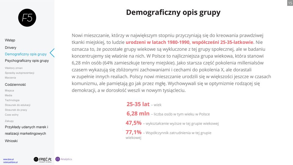 W Polsce to najliczniejsza grupa wiekowa, która stanowi 6,28 mln osób (64% zamieszkuje tereny miejskie).