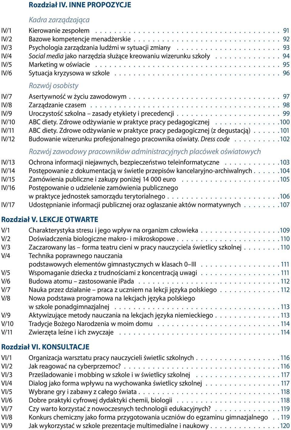 ............. 94 IV/5 Marketing w oświacie....................................... 95 IV/6 Sytuacja kryzysowa w szkole................................... 96 Rozwój osobisty IV/7 Asertywność w życiu zawodowym.