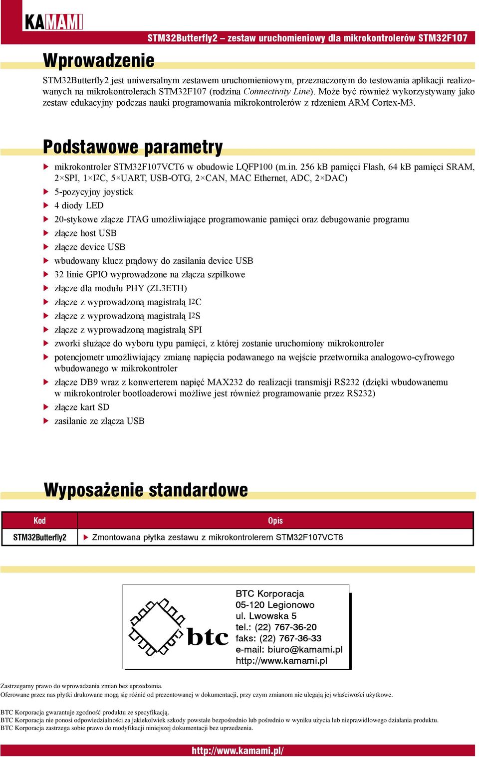 Podstawowe parametry mikrokontroler STM32F107VCT6 w obudowie LQFP100 (m.in.