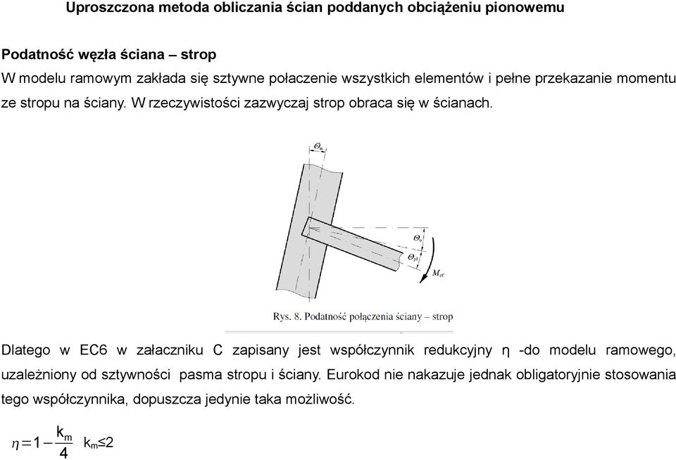 W rzeczywistości zazwyczaj strop obraca się w ścianach.