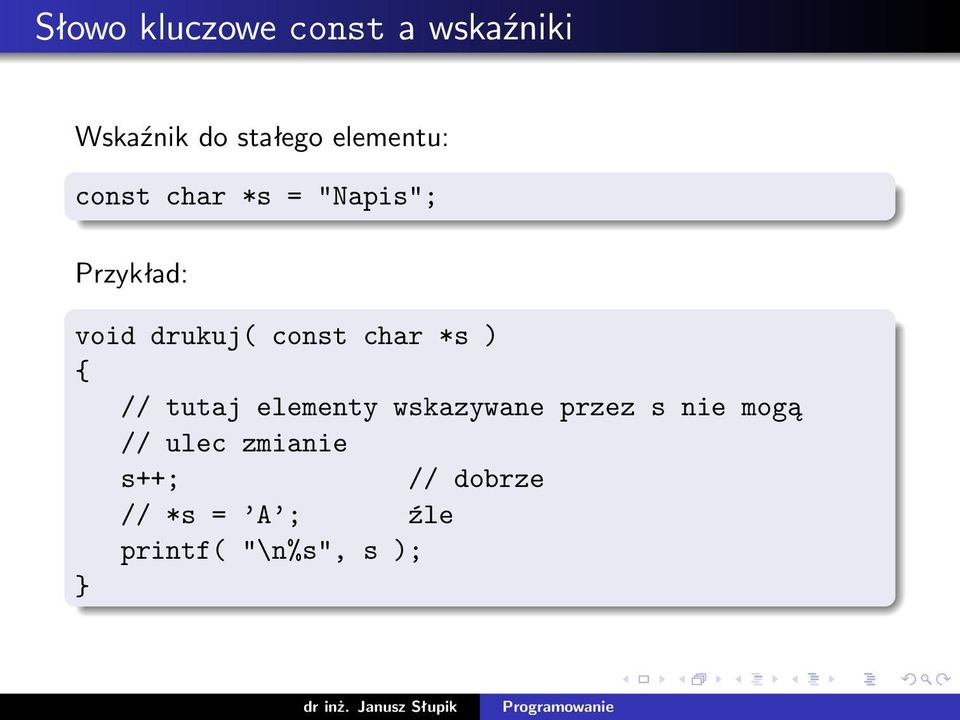 const char *s ) { // tutaj elementy wskazywane przez s nie