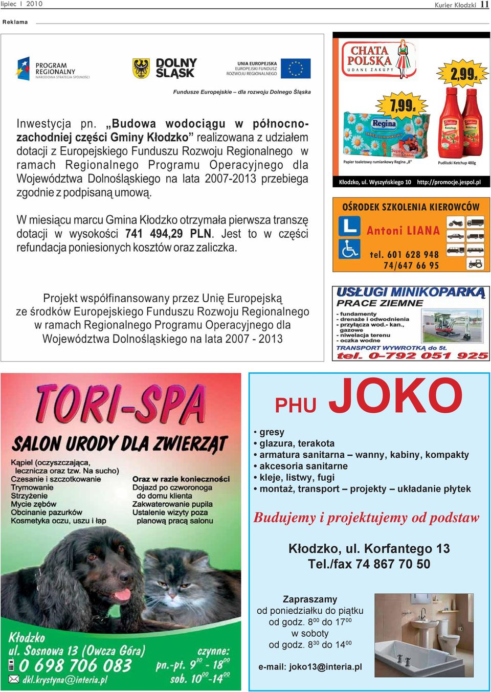 601 628 948 74/647 66 95 PHU JOKO gresy glazura, terakota armatura sanitarna wanny, kabiny, kompakty akcesoria sanitarne kleje, listwy, fugi montaż,