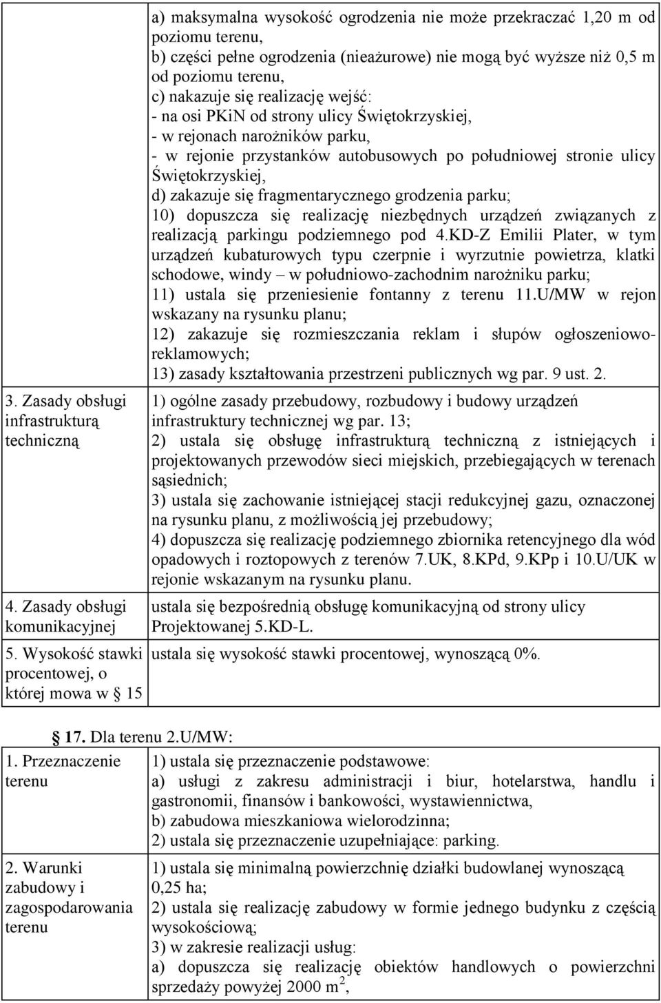 realizację wejść: - na osi PKiN od strony ulicy Świętokrzyskiej, - w rejonach narożników parku, - w rejonie przystanków autobusowych po południowej stronie ulicy Świętokrzyskiej, d) zakazuje się