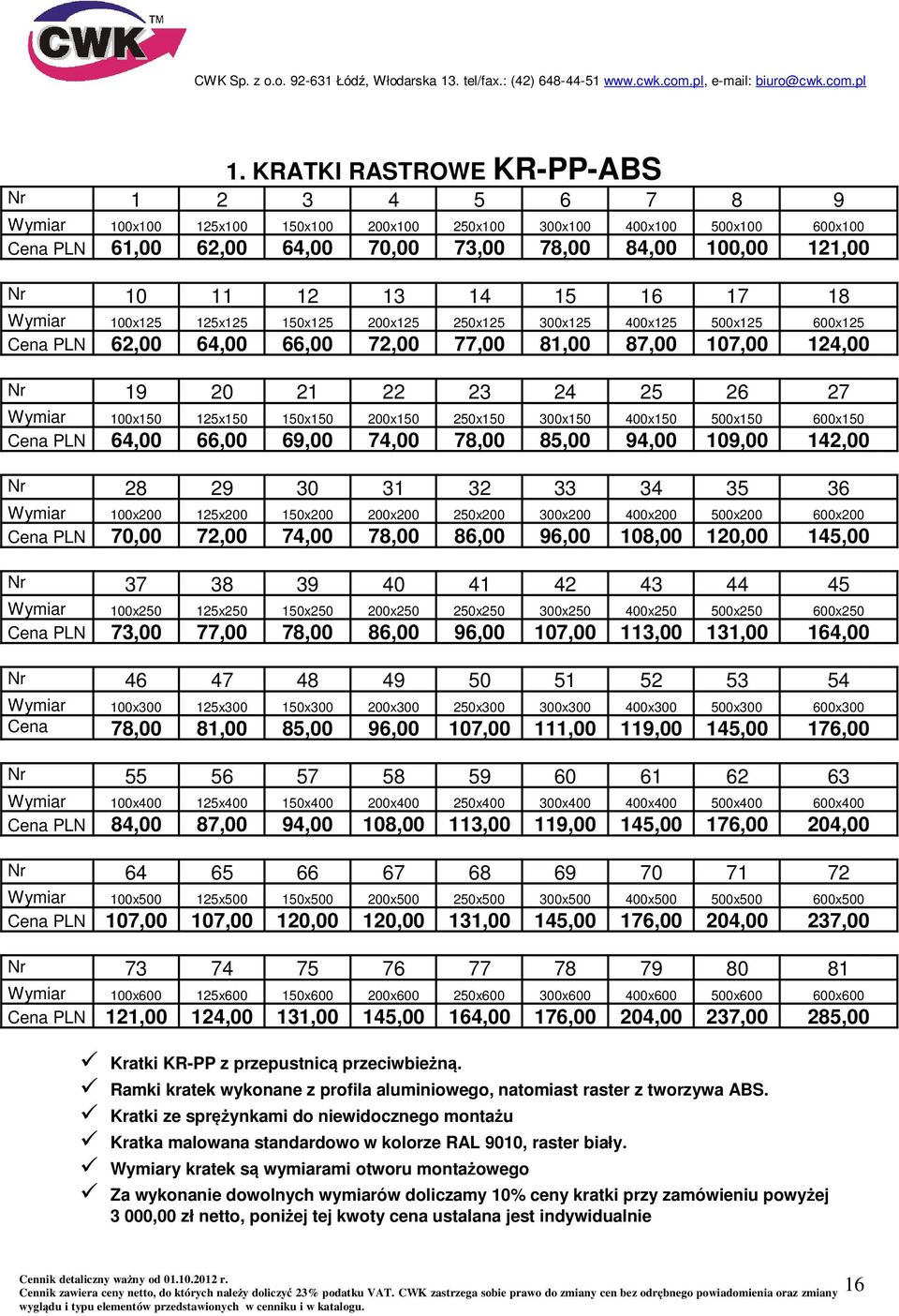 100x150 125x150 150x150 200x150 250x150 300x150 400x150 500x150 600x150 Cena PLN 64,00 66,00 69,00 74,00 78,00 85,00 94,00 109,00 142,00 28 29 30 31 32 33 34 35 36 Wymiar 100x200 125x200 150x200