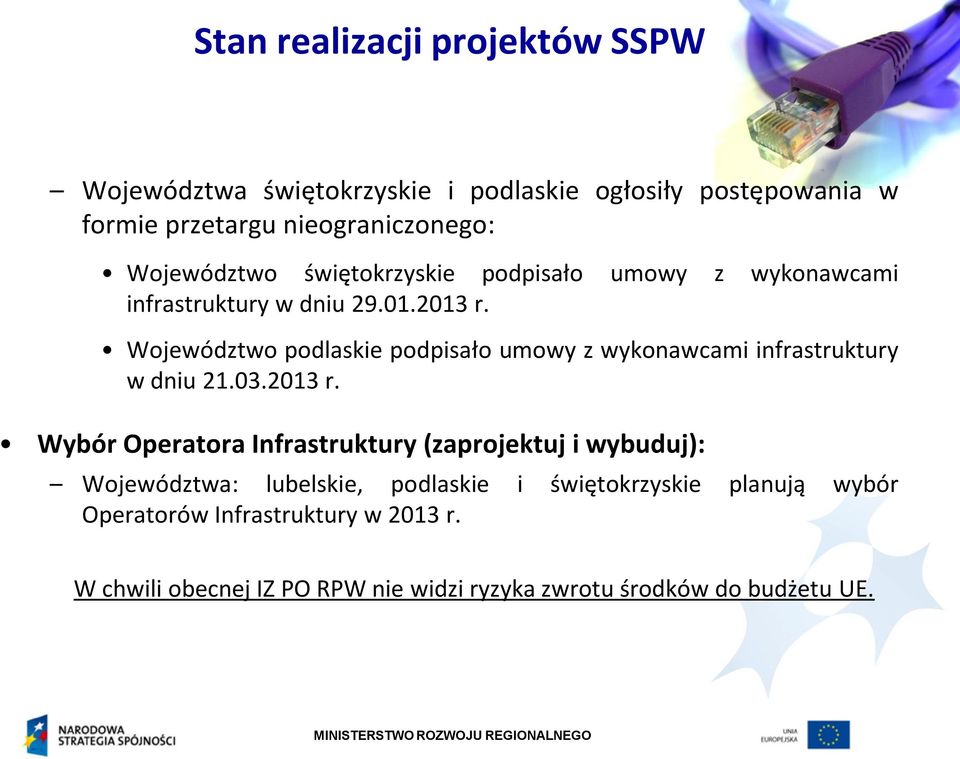 Województwo podlaskie podpisało umowy z wykonawcami infrastruktury w dniu 21.03.2013 r.