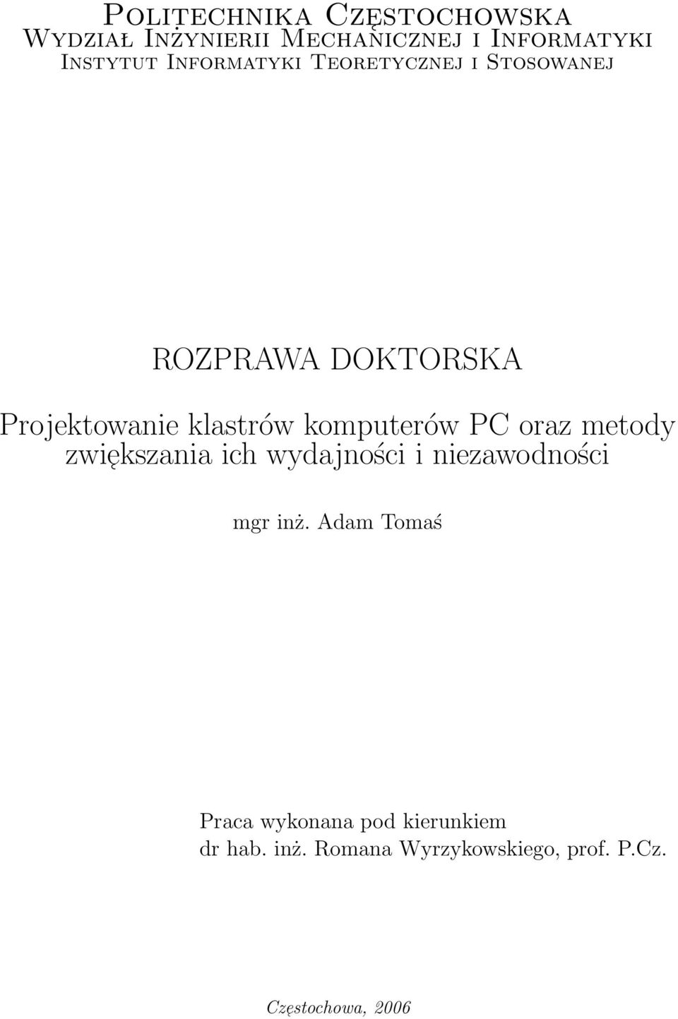 komputerów PC oraz metody zwiekszania ich wydajności i niezawodności mgr inż.