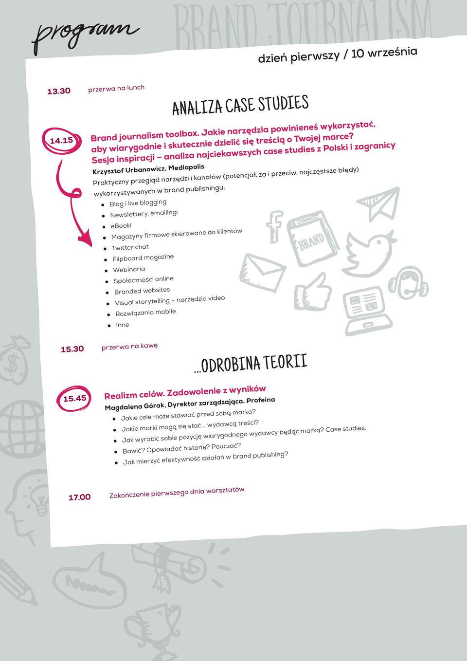 Sesja inspiracji analiza najciekawszych case studies z Polski i zagranicy Krzysztof Urbanowicz, Mediapolis Praktyczny przegląd narzędzi i kanałów (potencjał, za i przeciw, najczęstsze błędy)