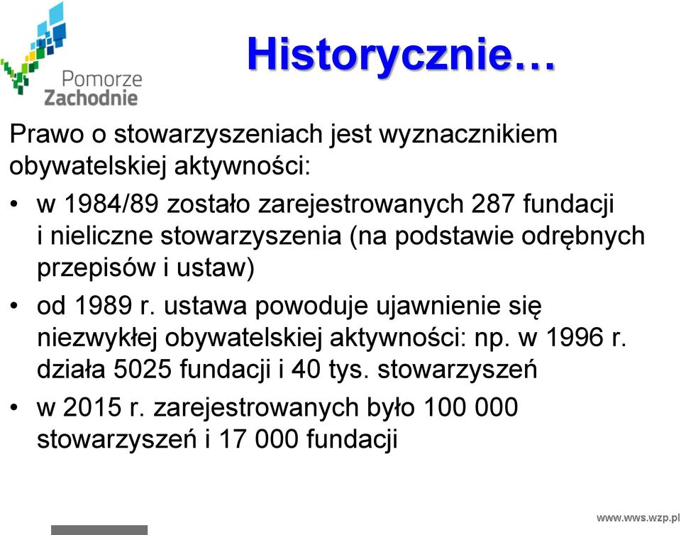 od 1989 r. ustawa powoduje ujawnienie się niezwykłej obywatelskiej aktywności: np. w 1996 r.