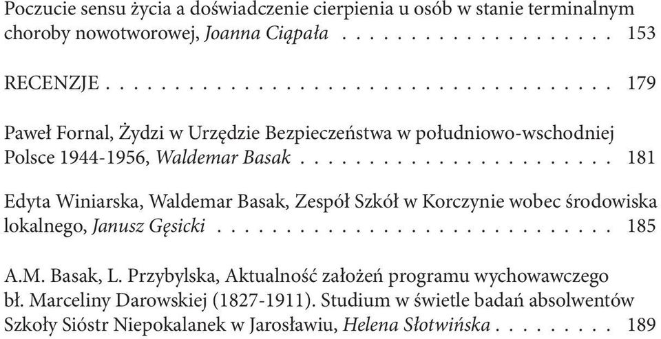 ...................... 181 Edyta Winiarska, Waldemar Basak, Zespół Szkół w Korczynie wobec środowiska lokalnego, Janusz Gęsicki............................. 185 A.M.