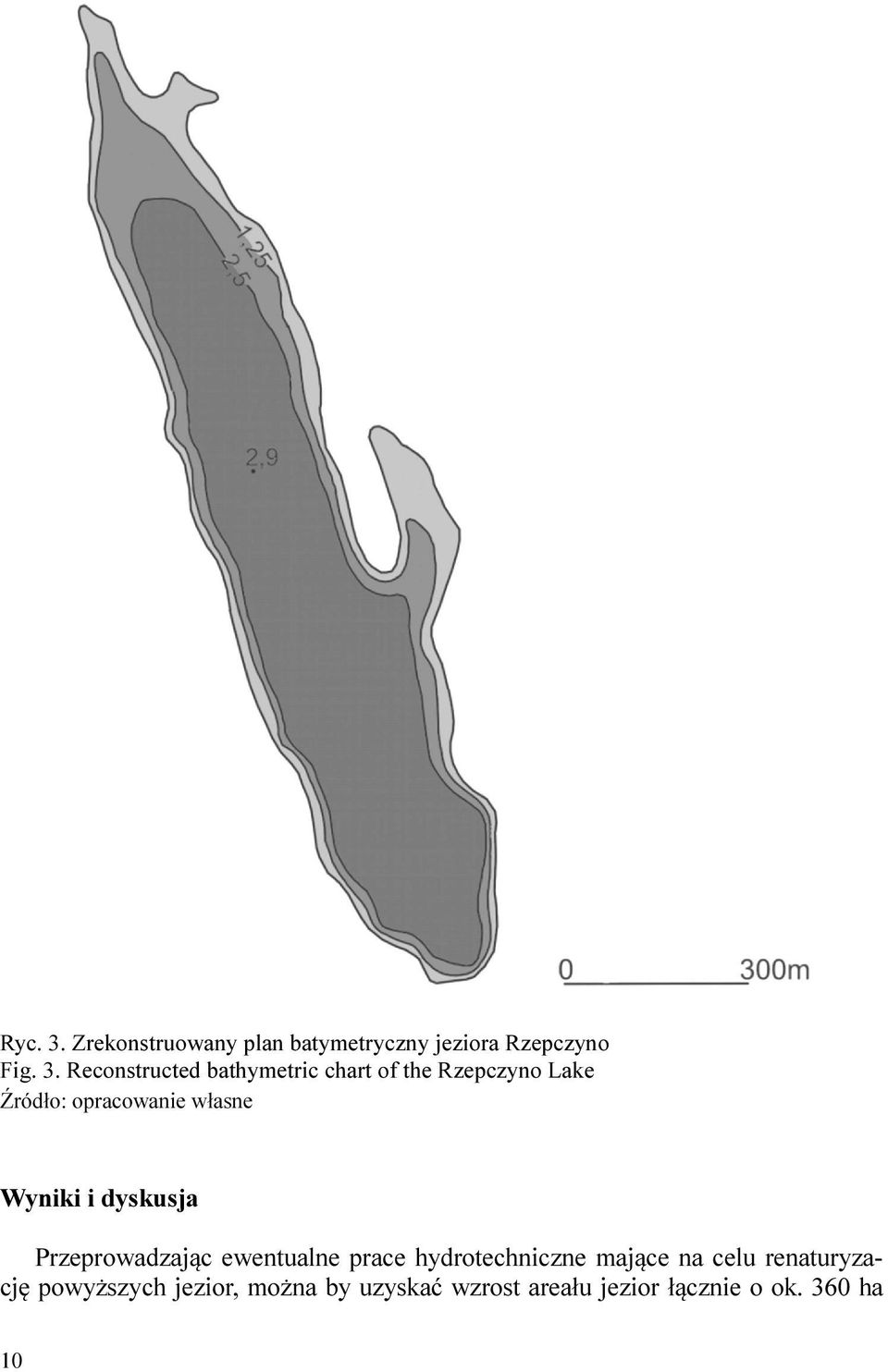 Reconstructed bathymetric chart of the Rzepczyno Lake Źródło: opracowanie własne