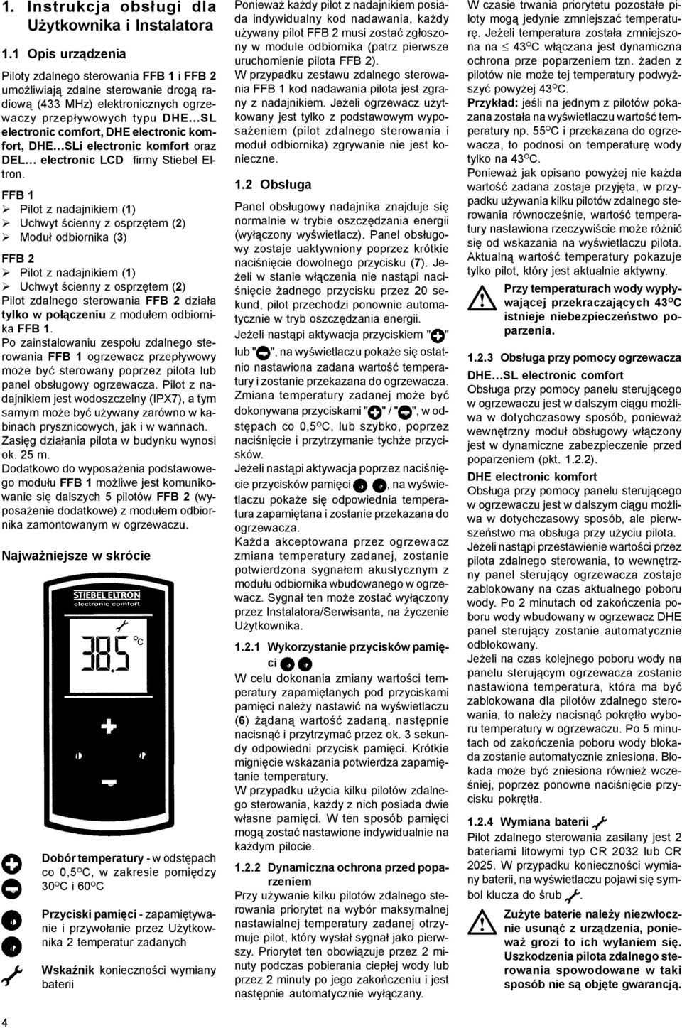 electronic komfort, DHE SLi electronic komfort oraz DEL electronic LCD firmy Stiebel Eltron.