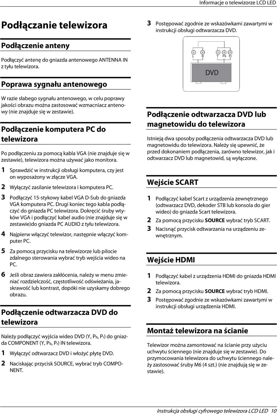 Poprawa sygnału antenowego W razie słabego sygnału antenowego, w celu poprawy jakości obrazu można zastosować wzmacniacz antenowy (nie znajduje się w zestawie).