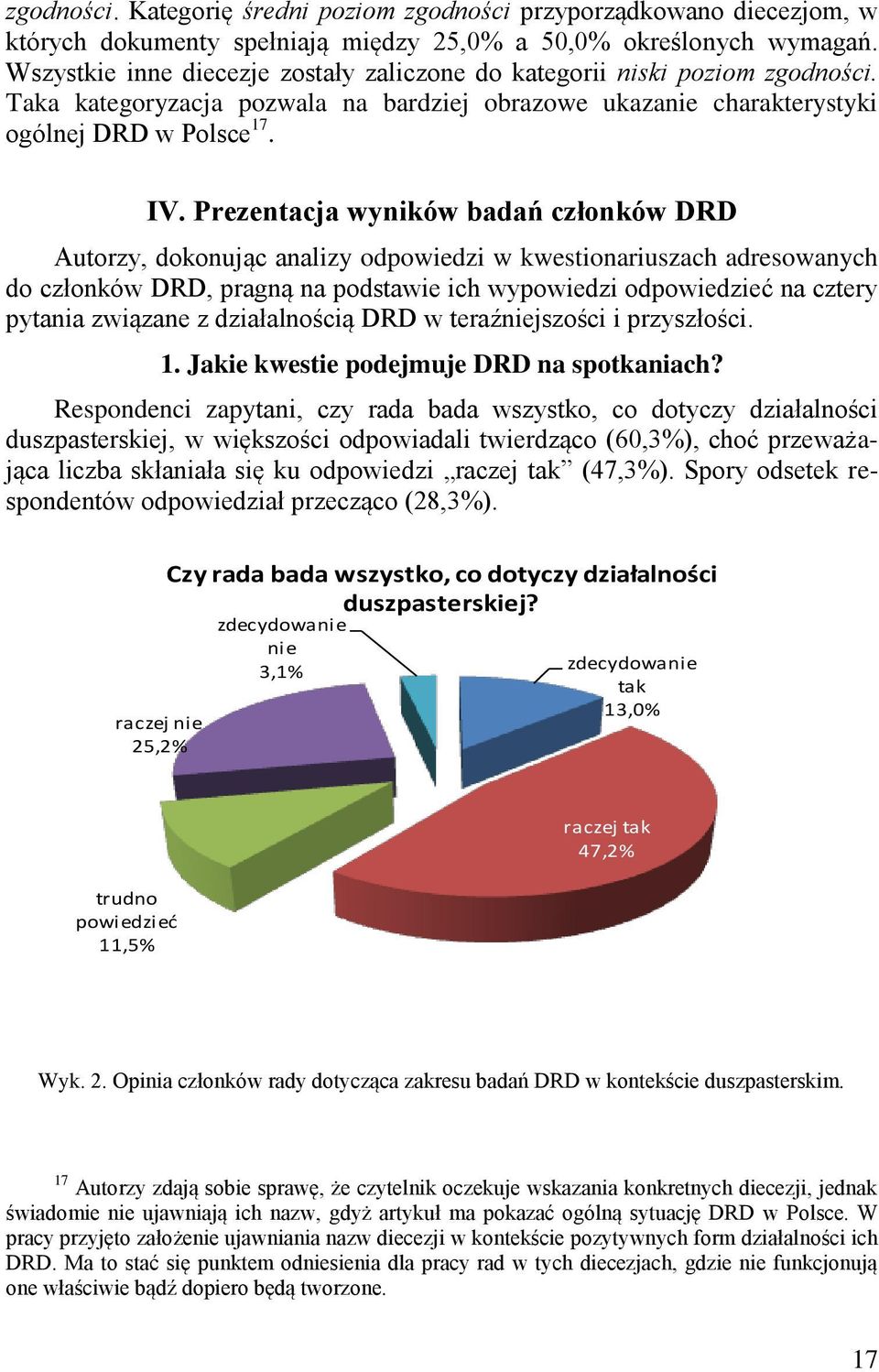 Prezentacja wyników badań członków DRD Autorzy, dokonując analizy odpowiedzi w kwestionariuszach adresowanych do członków DRD, pragną na podstawie ich wypowiedzi odpowiedzieć na cztery pytania